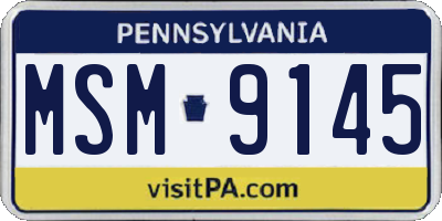 PA license plate MSM9145