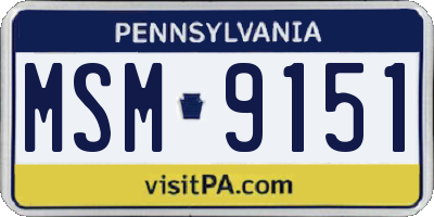 PA license plate MSM9151