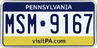 PA license plate MSM9167