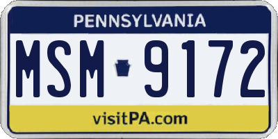 PA license plate MSM9172