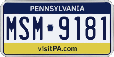 PA license plate MSM9181