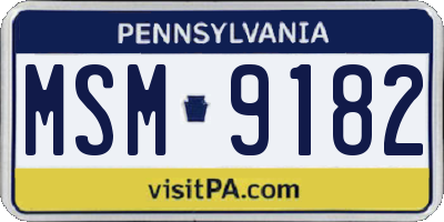 PA license plate MSM9182