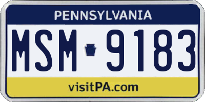 PA license plate MSM9183