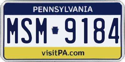 PA license plate MSM9184