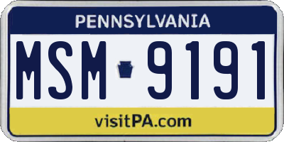 PA license plate MSM9191