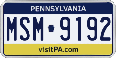 PA license plate MSM9192