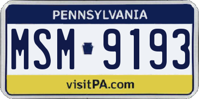 PA license plate MSM9193