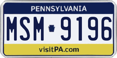 PA license plate MSM9196