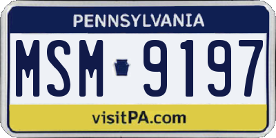 PA license plate MSM9197