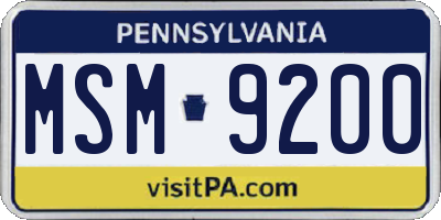 PA license plate MSM9200