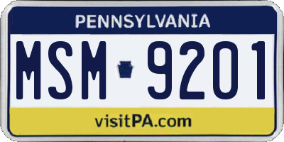 PA license plate MSM9201