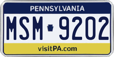PA license plate MSM9202