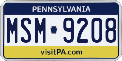 PA license plate MSM9208