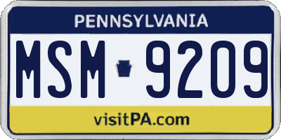 PA license plate MSM9209
