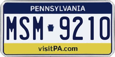 PA license plate MSM9210