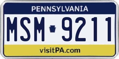 PA license plate MSM9211