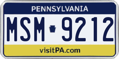 PA license plate MSM9212