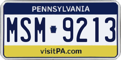 PA license plate MSM9213