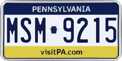 PA license plate MSM9215