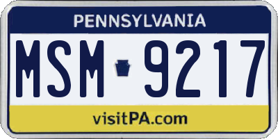 PA license plate MSM9217