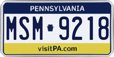 PA license plate MSM9218