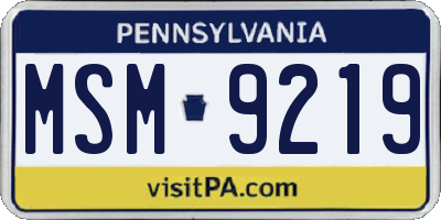 PA license plate MSM9219