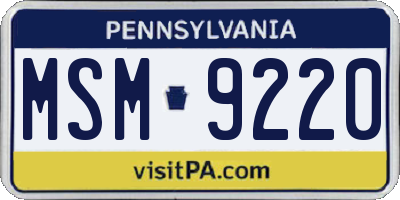 PA license plate MSM9220