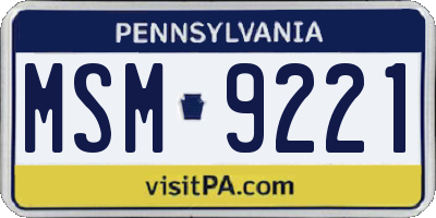 PA license plate MSM9221