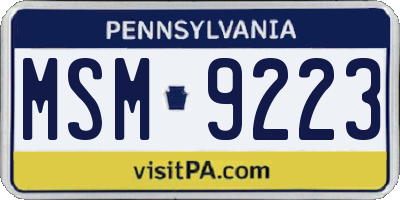 PA license plate MSM9223