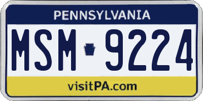 PA license plate MSM9224