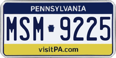 PA license plate MSM9225