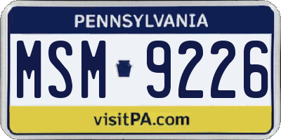 PA license plate MSM9226