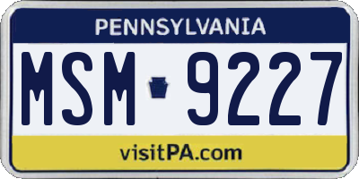 PA license plate MSM9227