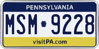 PA license plate MSM9228