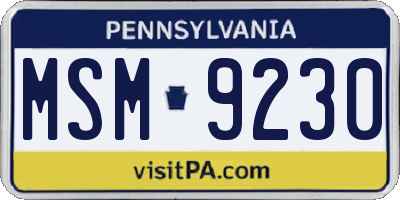 PA license plate MSM9230