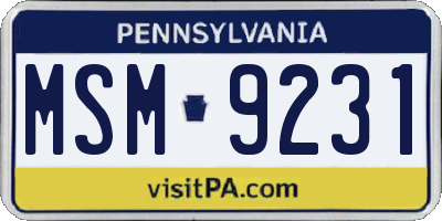 PA license plate MSM9231