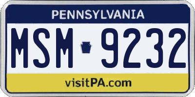 PA license plate MSM9232