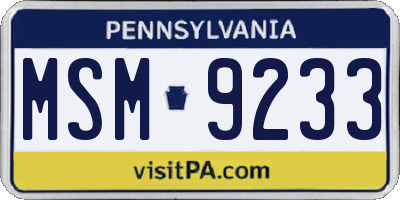 PA license plate MSM9233