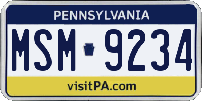 PA license plate MSM9234