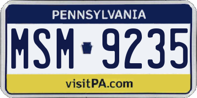 PA license plate MSM9235