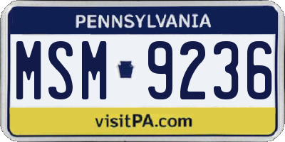 PA license plate MSM9236