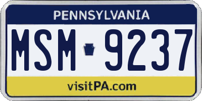PA license plate MSM9237