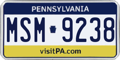 PA license plate MSM9238