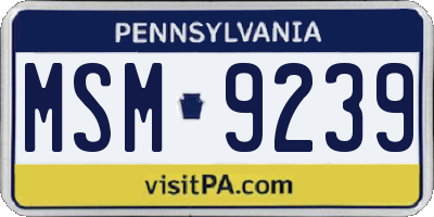 PA license plate MSM9239