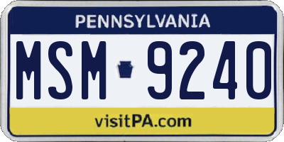 PA license plate MSM9240