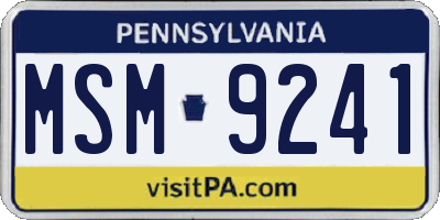 PA license plate MSM9241