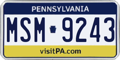 PA license plate MSM9243