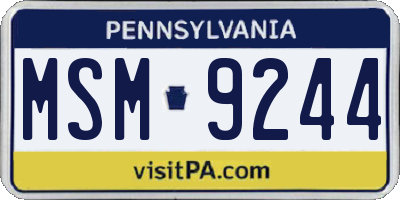 PA license plate MSM9244