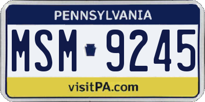 PA license plate MSM9245