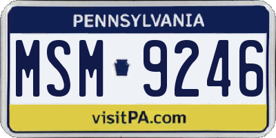 PA license plate MSM9246
